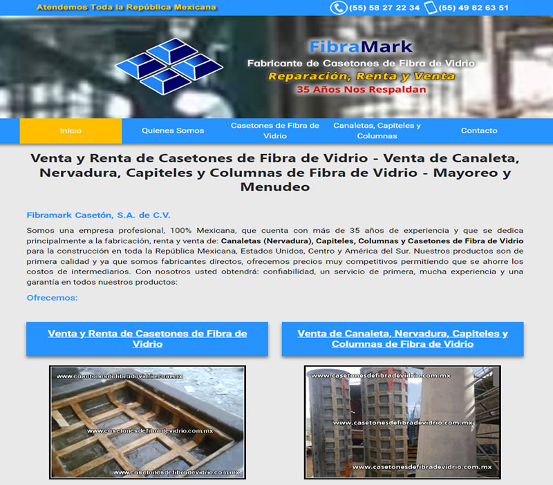 Venta y renta de Casetones de Fibra de Vidrio